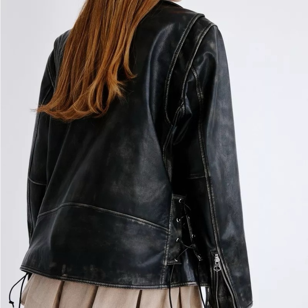 Nasty Gal Real Leather Washed Moto Jacket - Picture 4 of 13